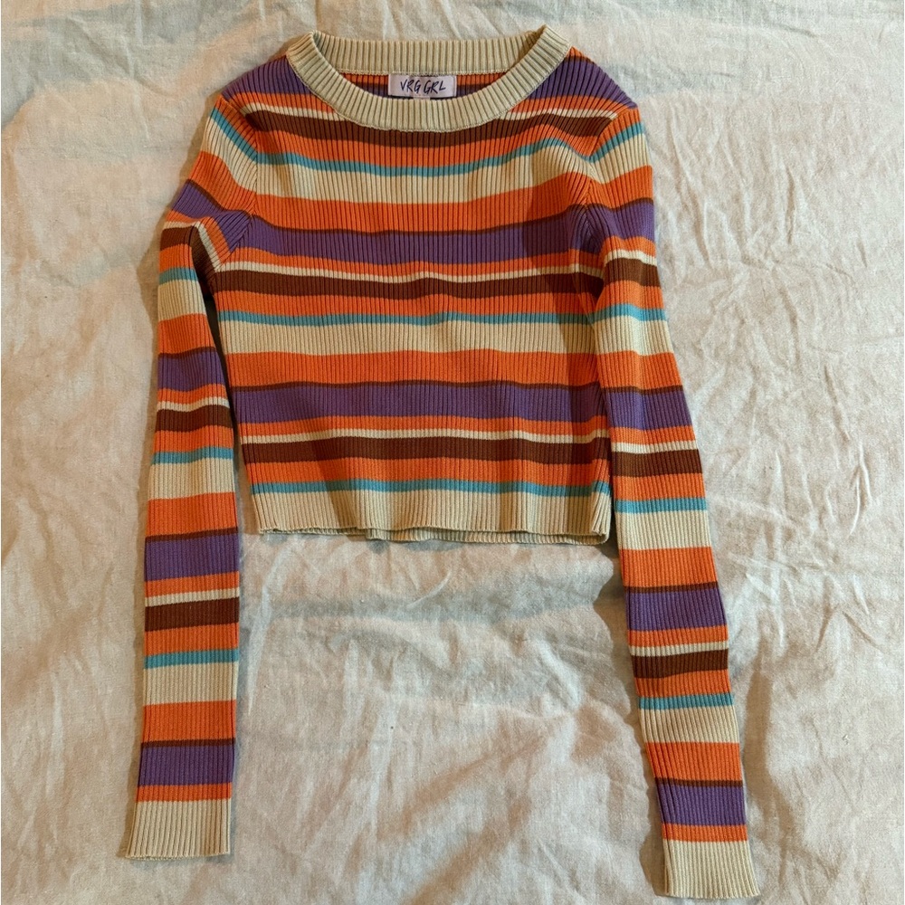 VRG GIRL Striped Sweater Set